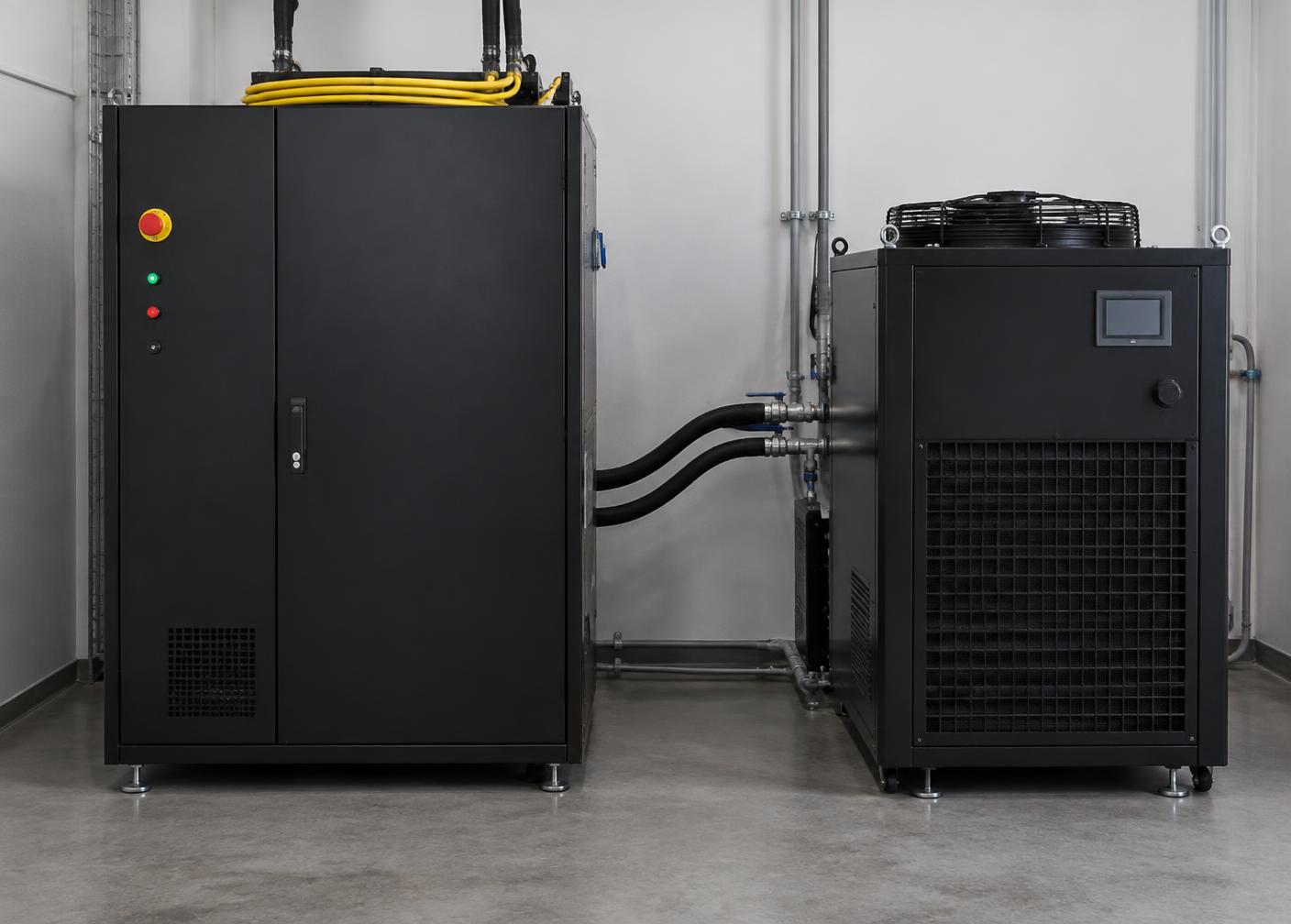 Fiber laser source cabinet and industrial water chiller